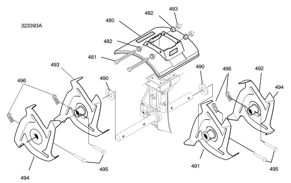Tine And Shield Assembly Diagram and Parts List for 11052X92D 2003 Briggs and Stratton Cultivator